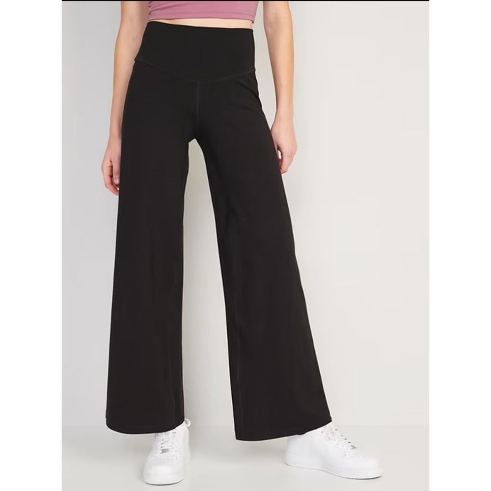 Old Navy Extra High-Waisted PowerChill Wide-Leg Pants Womens L Black Go-Dry